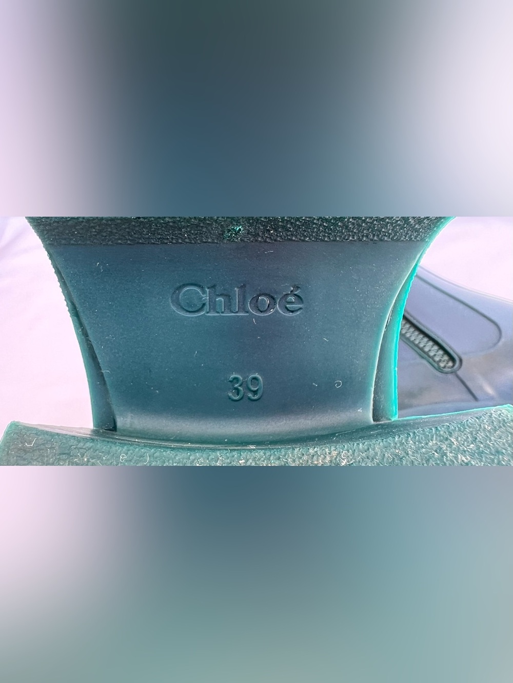 Chloe Betty Dark Emerald Green Rubber Heel Rain Boots Women’s Size 39 US 8 - Picture 11 of 15